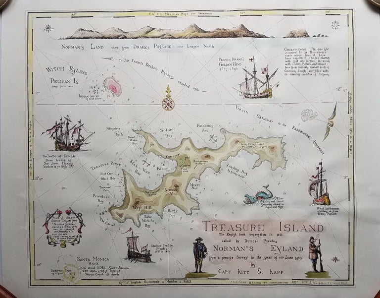Item #3590 Treasure Island, The English took possession in 1666, called by Dutch Pyrates, Norman's Eyland. British Virgin Islands., Capt. Kitt S. Kapp.