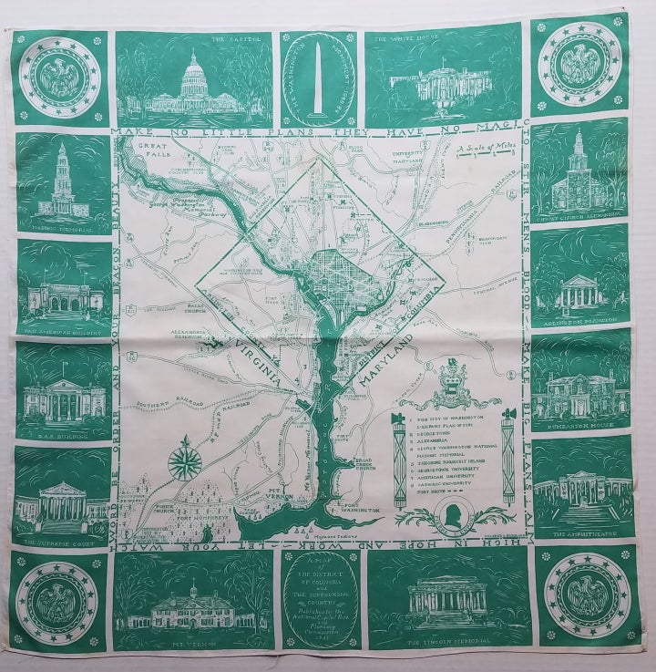 Item #3690 A Map of the District of Columbia and the Surrounding Country. DC. Washington, Mildred G. Burrage, Handkerchief Map.