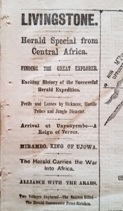 Equatorial Africa. The Mountains, Lakes, Rivers and Routes of Exploring Parties. Map appearing in the New York Herald, July 2, 1872.