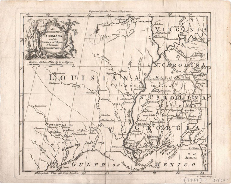 Item #3697 An Accurate Map of Louisiana, and the Territory in Dispute between the English & French. Southeastern U. S., French, Indian War Map.