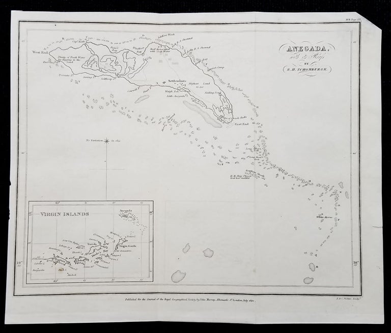 Item #3730 Anegada with its Reefs by R. H. Schomburgh (sic). Virgin Islands: Anegada., Schomburgk.