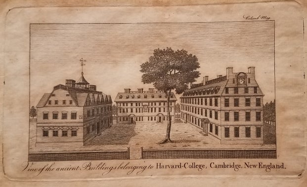Item #3737 View of the ancient Buildings belonging to Harvard College, Cambridge, New-England. [with] The Columbian Magazine for December, 1788. View: Harvard College, Columbian Magazine.