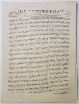 Item #3745 THE COUNTRYMAN. Dec. 1, 1862. Joel Chandler Harris, Confederate Newspaper