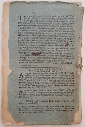 The Boston Magazine for September, 1785.
